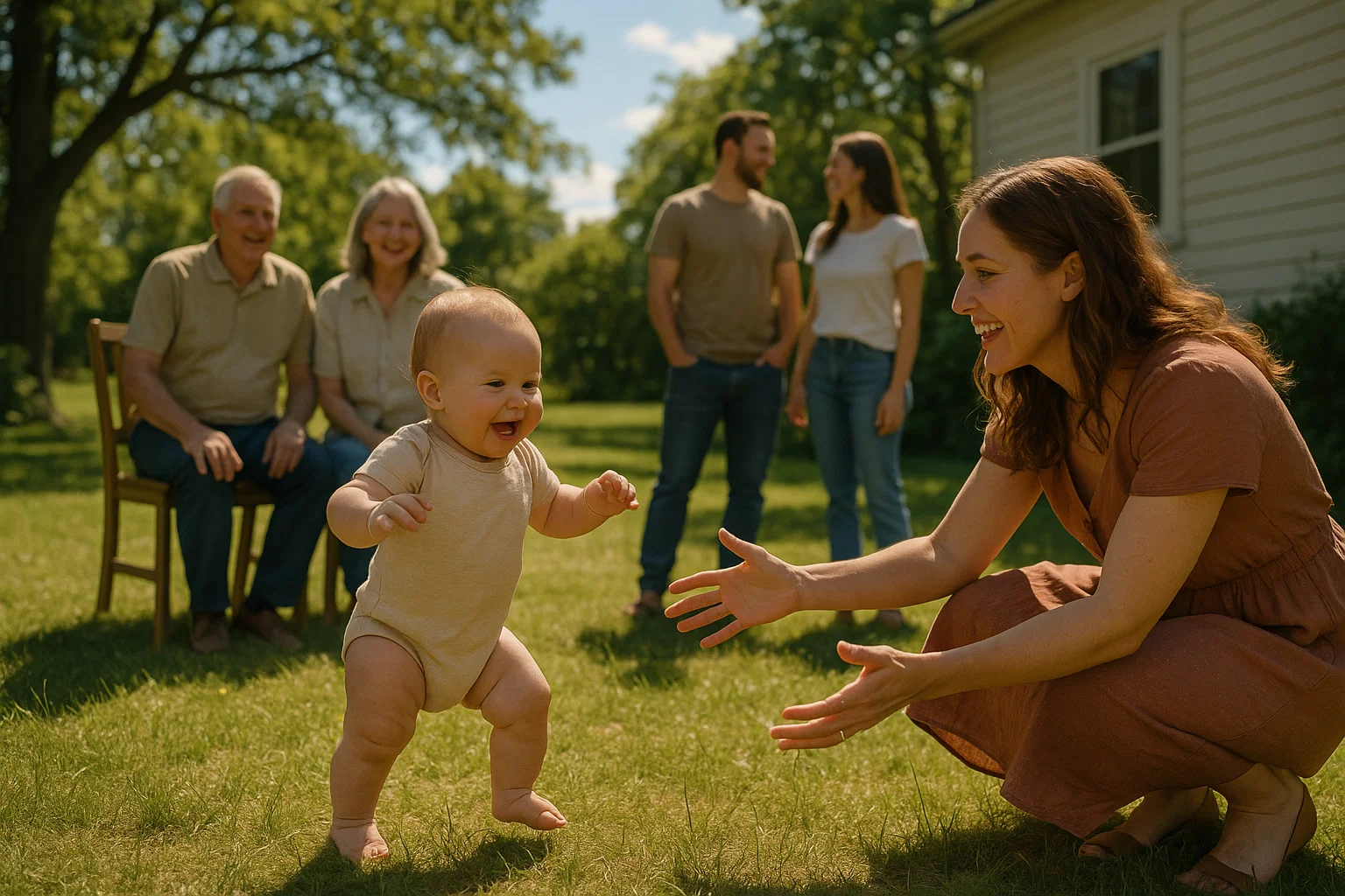 The first steps of a baby